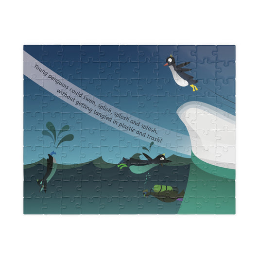 Penguin Ocean Puzzle — 110 Piece Trash-Free Sea Scene